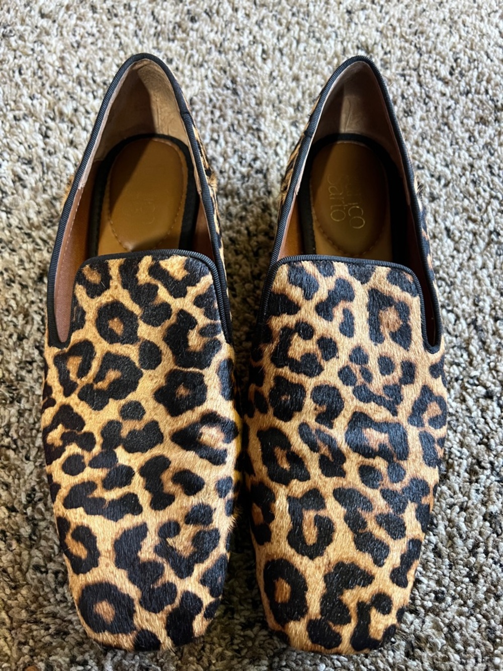 Franco Sarto Leopard Print Slip-On Loafers - Faux Fur